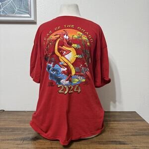 Disney Year of the Dragon 2024 Red Graphic T-Shirt Men Size Large